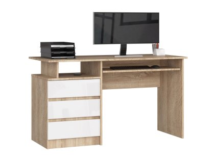 biurko clp 135 cm dab sonoma akryl bialy wysoki polysk wolnostojace rxkqfu5kxp1r6qfr