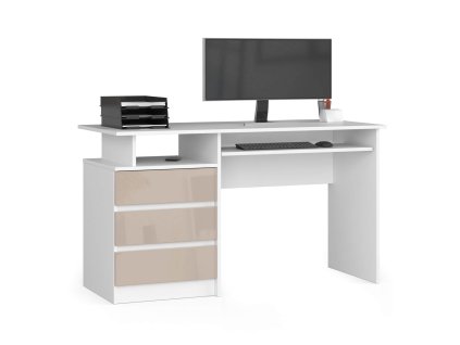 biurko 135 cm clp biale cappuccino polysk wolnostojace u2d1vh8szanhz2kk