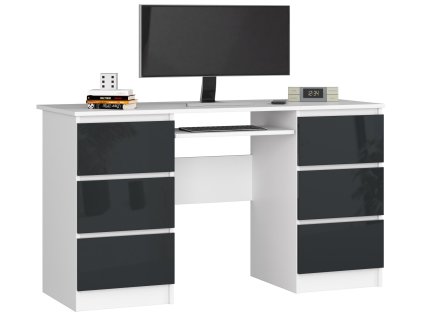 biurko komputerowe a 11 6 szuflad 135cm biale grafit polysk d97yhv4xvb5jbz7o