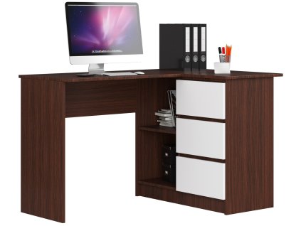 biurko narozne 3 szuflady b16 prawe wenge biale 5fdxhncblpgubqjs