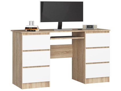 biurko komputerowe a 11 6 szuflad 135cm sonoma biale 9muvg7deqqvpedan