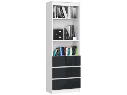 regal biurowy r 60cm clp 3 szuflady 2 polki bialy grafit polysk kk86rl4bkidxwcwt