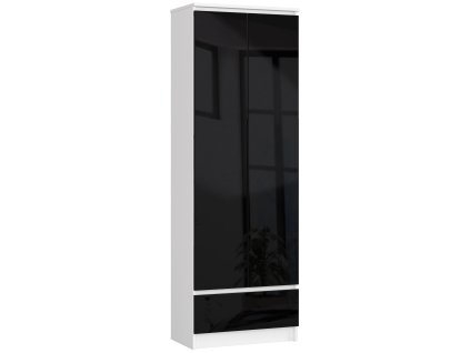regal biurowy szafa r 60cm clp 1 szuflada 2 drzwi bialy czarny polysk o5azqjszh0rlm79a