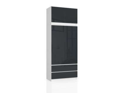 szafa z nadstawka s 90cm 2 drzwi 2 szuflady biala grafit polysk lklek71e21fvzpbd