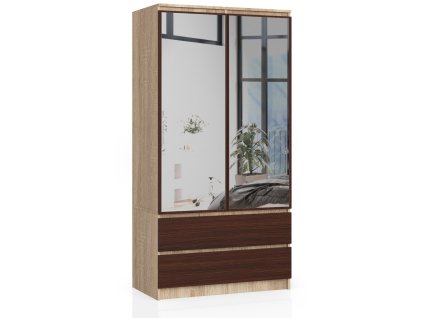 szafa s 90cm 2 drzwi 2 szuflady 2 lustra sonoma wenge 6n8zdfyppzespgnd