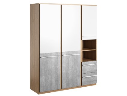 PLANO PN-01 šatní skříň barva dub nash/šedá/bílá
