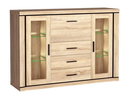 d7 komoda 2d 3s 1k przeszklona led