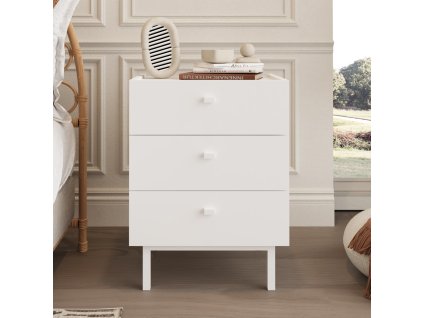 BURN nocny stolik s troma suplikmi biela