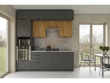 moderna kuchyna denis 2.4 kraft grafite oak kraft