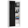 regal biurowy r 80cm clp 1 drzwi 4 polki bialy czarny polysk btloseelkb5gzhje