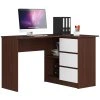 biurko narozne 3 szuflady b16 prawe wenge biale 5fdxhncblpgubqjs