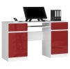 biurko komputerowe a5 135cm biale czerwony polysk saluhlxamasodzrt