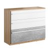 PLANO PN-07 komoda se zásuvkami barva dub nash/šedá/bílá