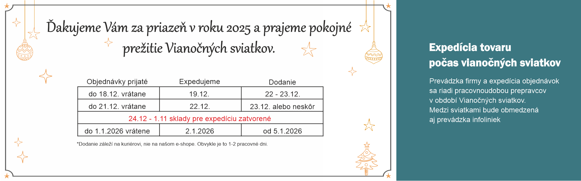 Prevádzka firmy počas sviatkov