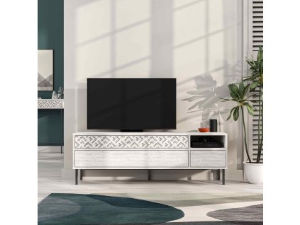 Retro TV stolík SACHI, antická biela