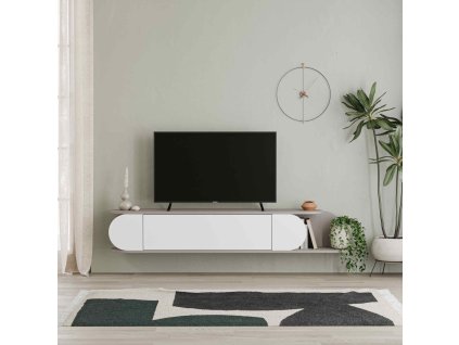Moderný televízny stolík MELGA, svetlá mocca/biela