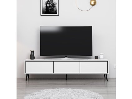 TV stolík na nožičkách DORY, biela/čierna