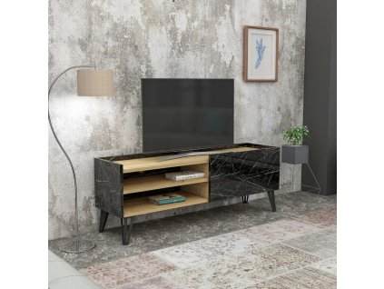 TV stolík na nožičkách PORTAL, dub/čierna