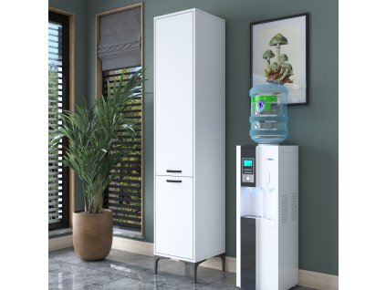 Úzka policová skriňa RADIO, biela