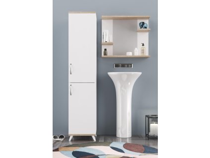 Kúpeľňová zostava RAYEN, biela/dub Sonoma