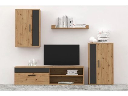 Obývacia stena BOTARE MINI, dub Artisan/čierna