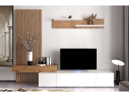 Obývacia stena SOWETO PLUS, biela / dub Artisan