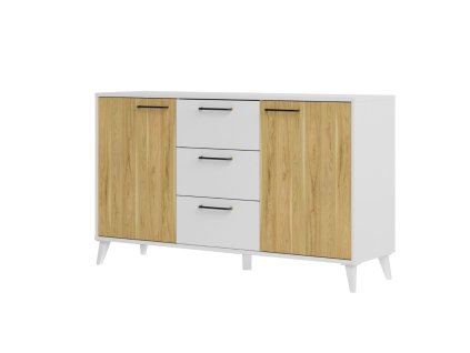 Komoda BOSKO 45, biela matná / americký orech svetlý