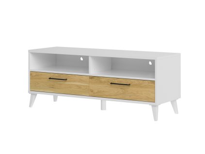 Televízny stolík BOSKO 24, biela matná / americký orech svetlý