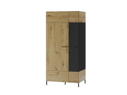 Šatníková skriňa LOVENA 70, dub artisan/čierna