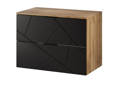 Skrinka pod umývadlo MANDOLA 38, dub Wotan / čierna