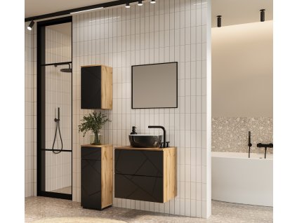 Zostava do kúpeľne MANDOLA, dub Wotan / čierna
