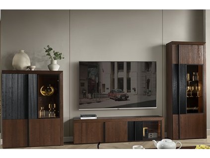 Obývacia zostava PARADIS, dub antický / čierna