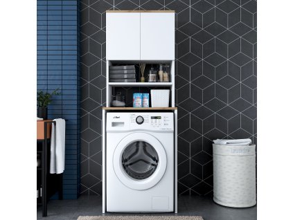 Skrinka nad práčku CODEX, biela/orech