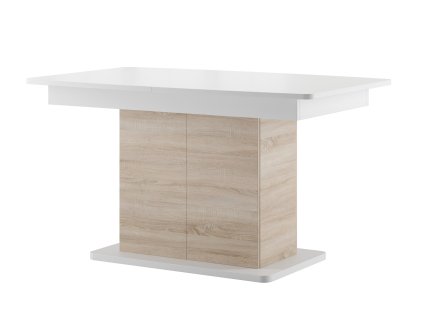 Rozkladací stĺpový jedálenský stôl SMART 03, dub sonoma/biela