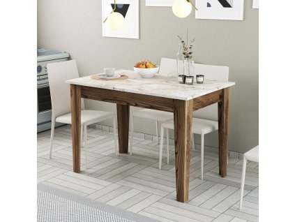 Jedálenský stôl s úložným priestorom TEAM, biela/ orech