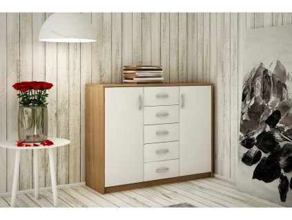 Komoda 2D5S ANES, dub sonoma/biela