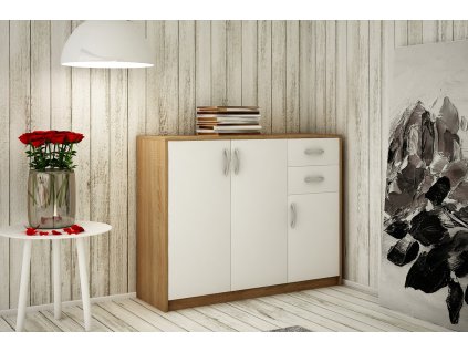Komoda 3D2S ANES, dub sonoma/biela