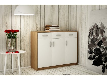 Komoda 3D3S ANES, dub sonoma/biela