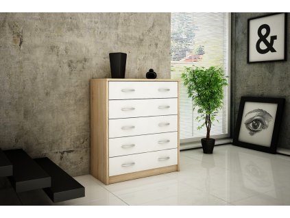 Komoda 5S ANES, dub sonoma/biela