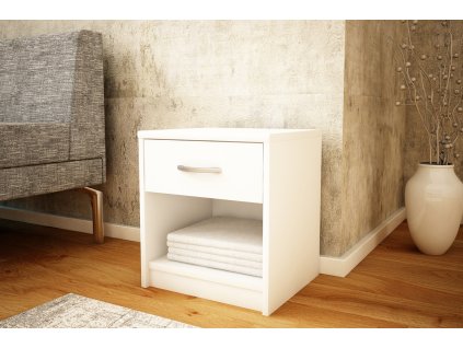 Nočný stolík so zásuvkou MAREK 026, biela