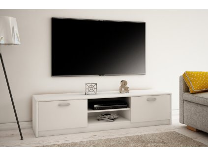 TV stolík s dvierkami a policami 160cm MAREK 028, biela