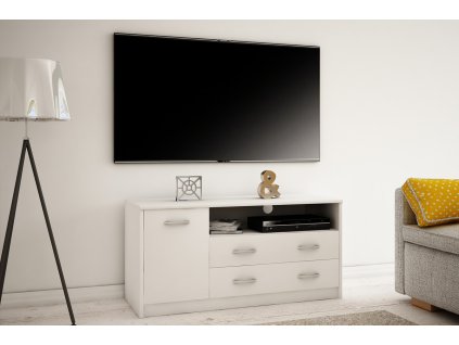 TV stolík s policami a zásuvkami MAREK 029, biela