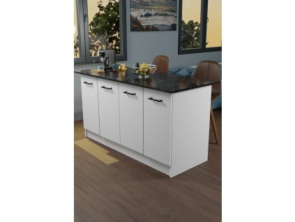 Kuchynský ostrovček VERRI, biela/čierny mramor