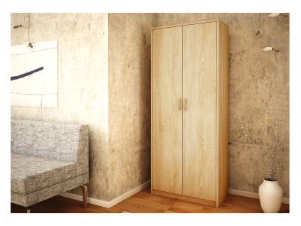 Dvojdverová skriňa s policami MAXIM 7, dub sonoma