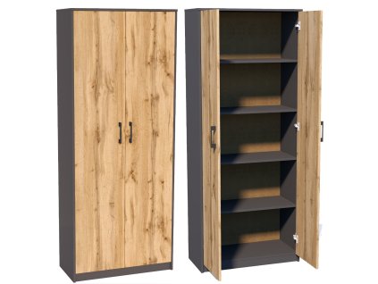 Dvojdverová skriňa s policami MAXIM 6 R005, dub Wotan