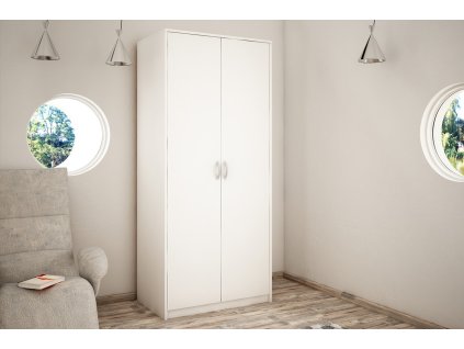 Dvojdverová skriňa s policami VILMA 2D PLUS, biela