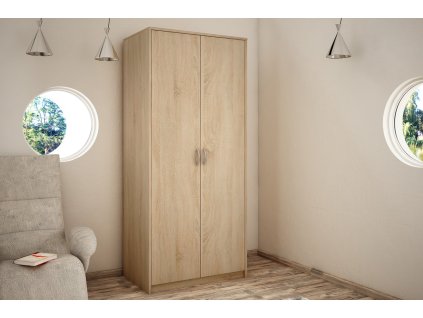 Dvojdverová skriňa s policami VILMA 2D PLUS, dub sonoma
