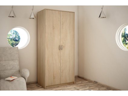 2-dverová skriňa s vešiakovou tyčou VILMA 2D, dub sonoma