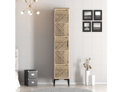 Vysoká policová skriňa CONTROL, orech / krémová