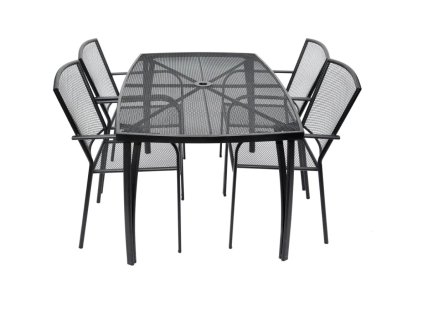 Kovový záhradný set 4+1 RIVER, čierny